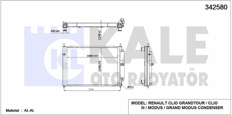 Clio 3-III Motor Su Radyatörü (Klimasız) 1.5 Dci K9K (2004-2012) 8200138788 -Kale