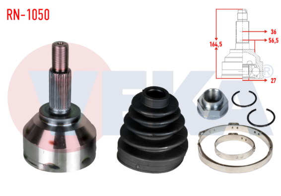 Trafic 2-II Sol-Sağ Ön Dış Aks Kafası (Dış Freze:36 İç Freze:27) (Adet) 2.0 Dci M9R 8200776535 -Veka