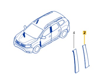 Duster 2-II Arka Sol Kapı Direk Bandı (2018-2023) 822820859R -Renault Mais