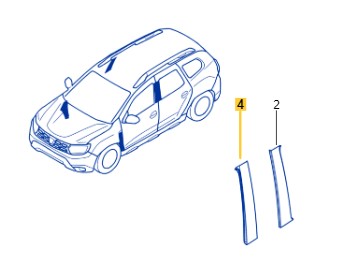 Duster 2-II Ön Sol Kapı Direk Bandı (2018-2023) 802857064R-802851648R -Renault Mais